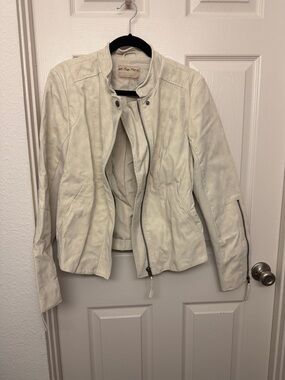 Free people Off-White faux Leather Moto Jacket